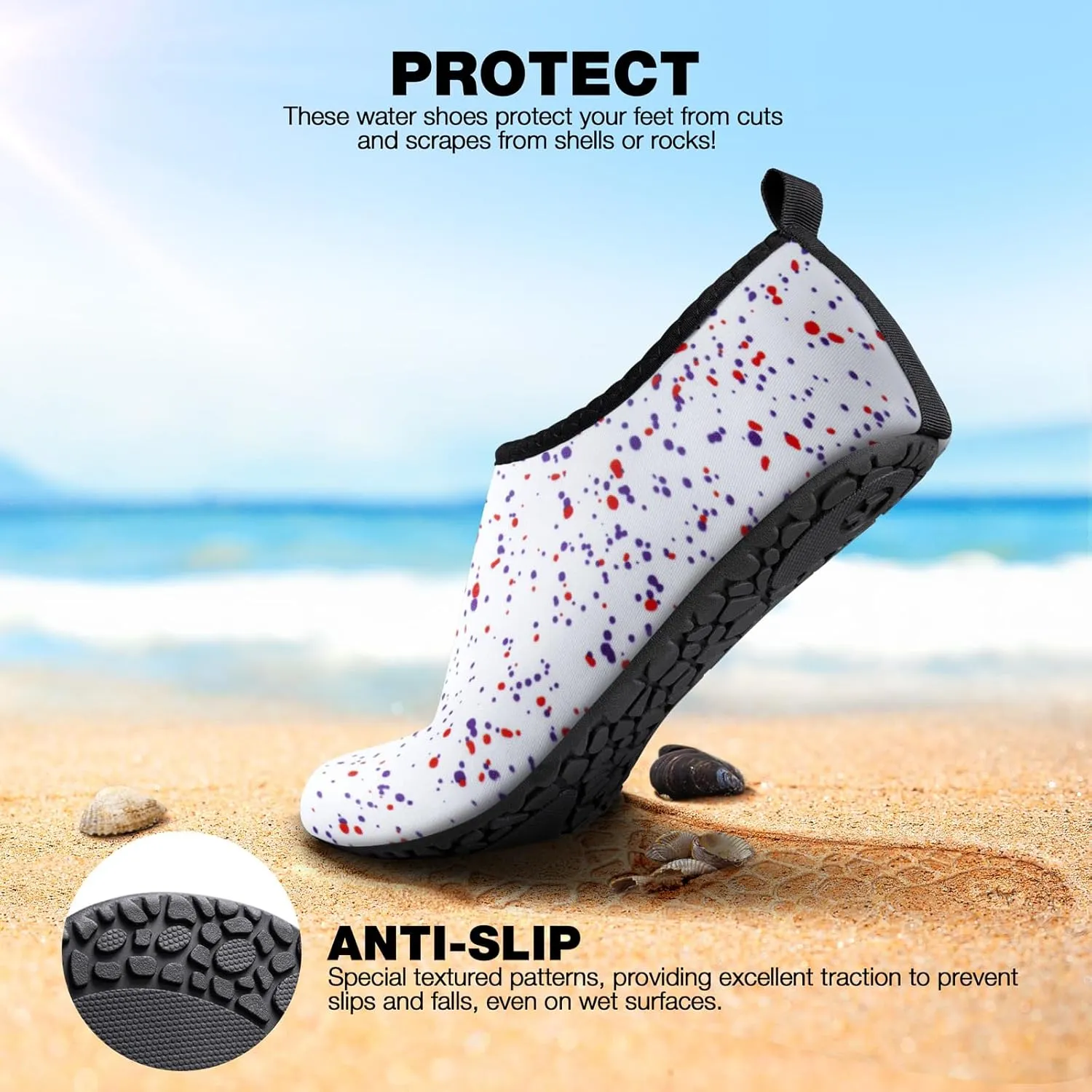 SIMARI Water Shoes Women Men Aqua Socks Beach Barefoot Quick Drying Aqua Aerobics Swim Pool Non Slip Outdoor Travel Essentials Surf River Lake Snorkeling Kayak Yoga Adult Youth
