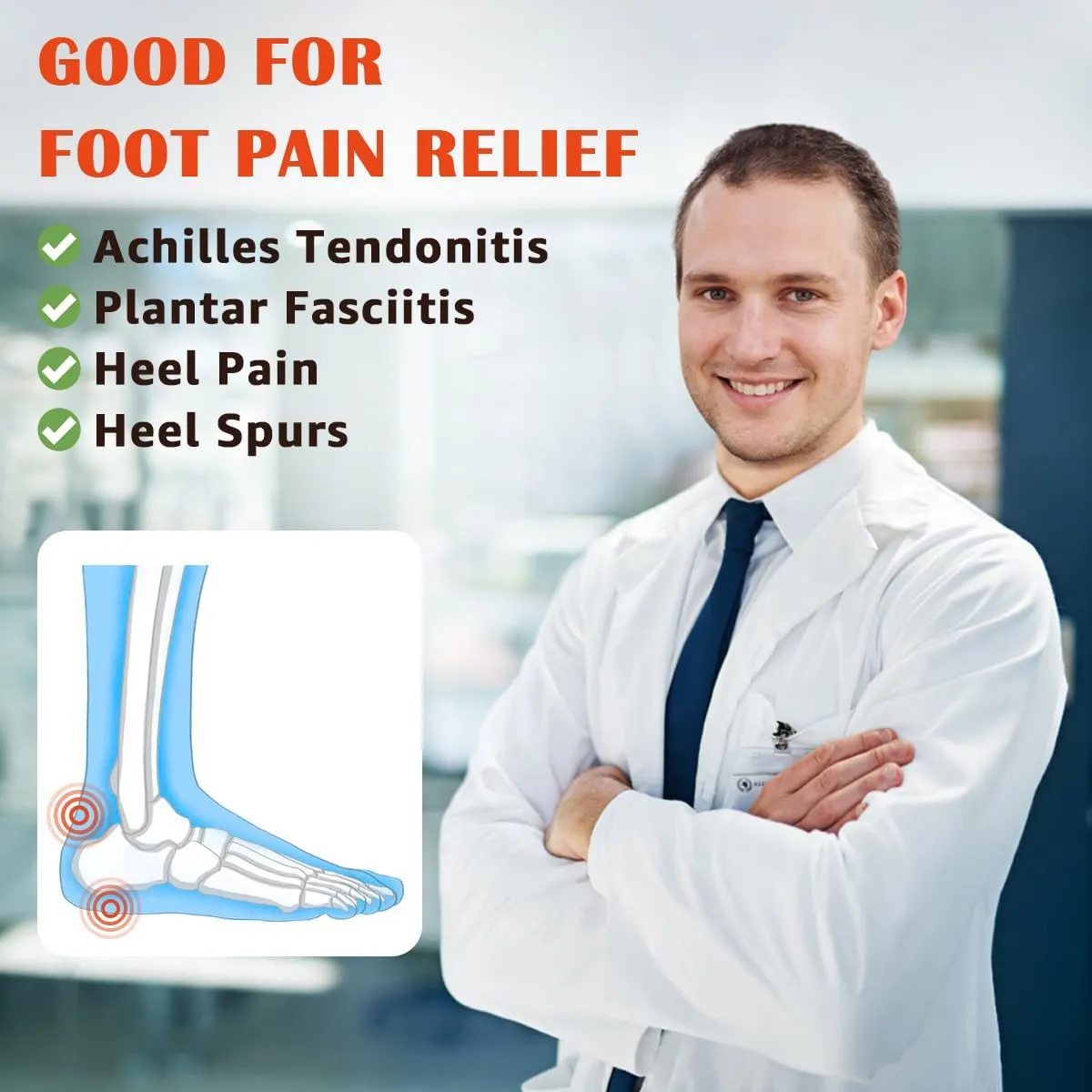 Skyfoot Orthopedic Heel Lift Inserts, Shock Absorption and Cushioning Height Increase Insoles for Achilles Tendonitis Relief, Heel Spurs, Heel Pain and Plantar Fasciitis (Large - 4/5" Thick)
