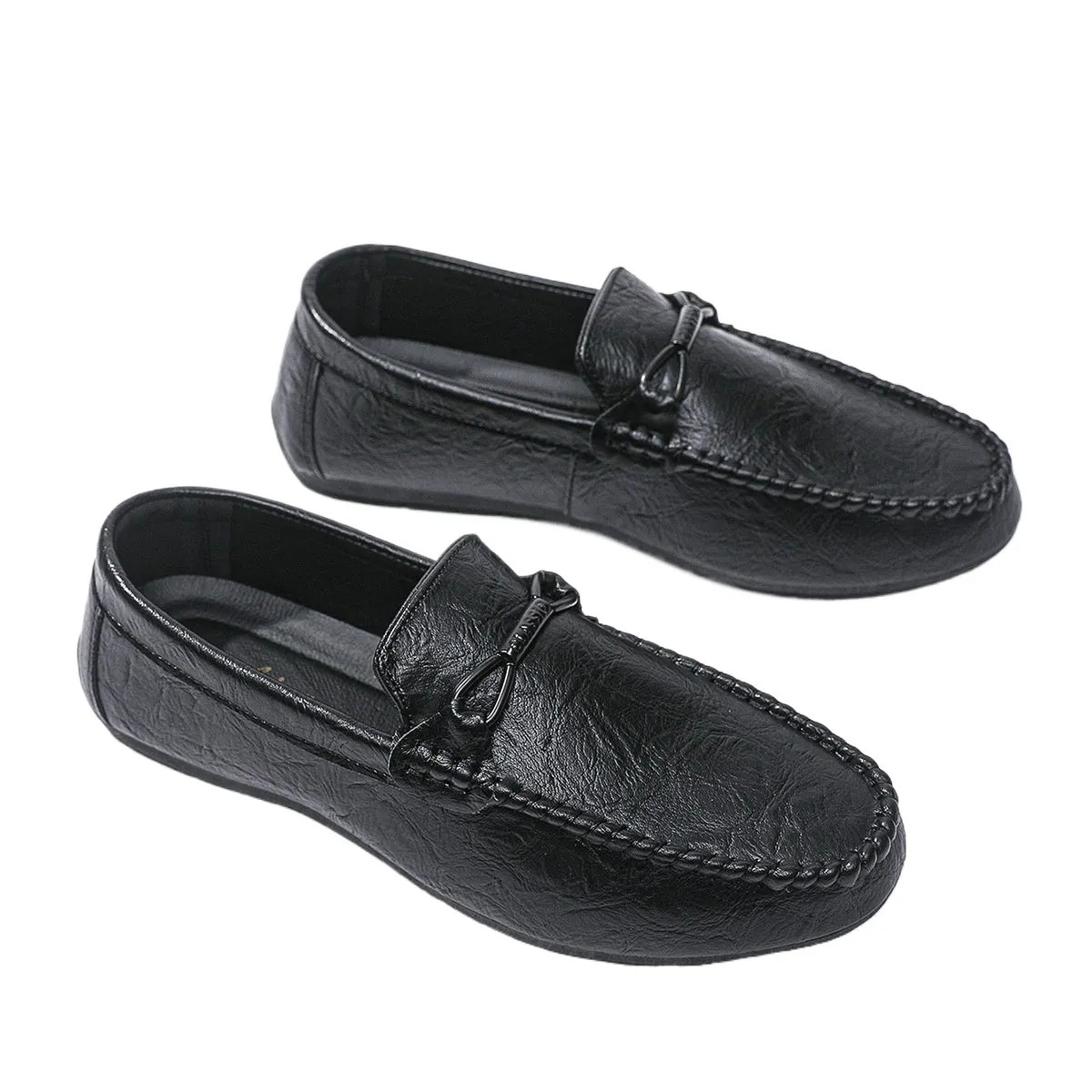 Soft-soled business men's shoes single shoes men's one-pedal Doudou loafers round head flat bottom spring trend low-top 2024
