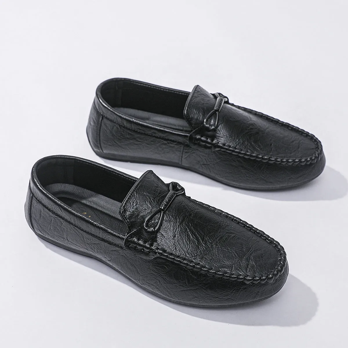 Soft-soled business men's shoes single shoes men's one-pedal Doudou loafers round head flat bottom spring trend low-top 2024