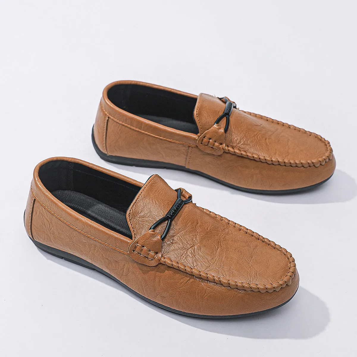 Soft-soled business men's shoes single shoes men's one-pedal Doudou loafers round head flat bottom spring trend low-top 2024