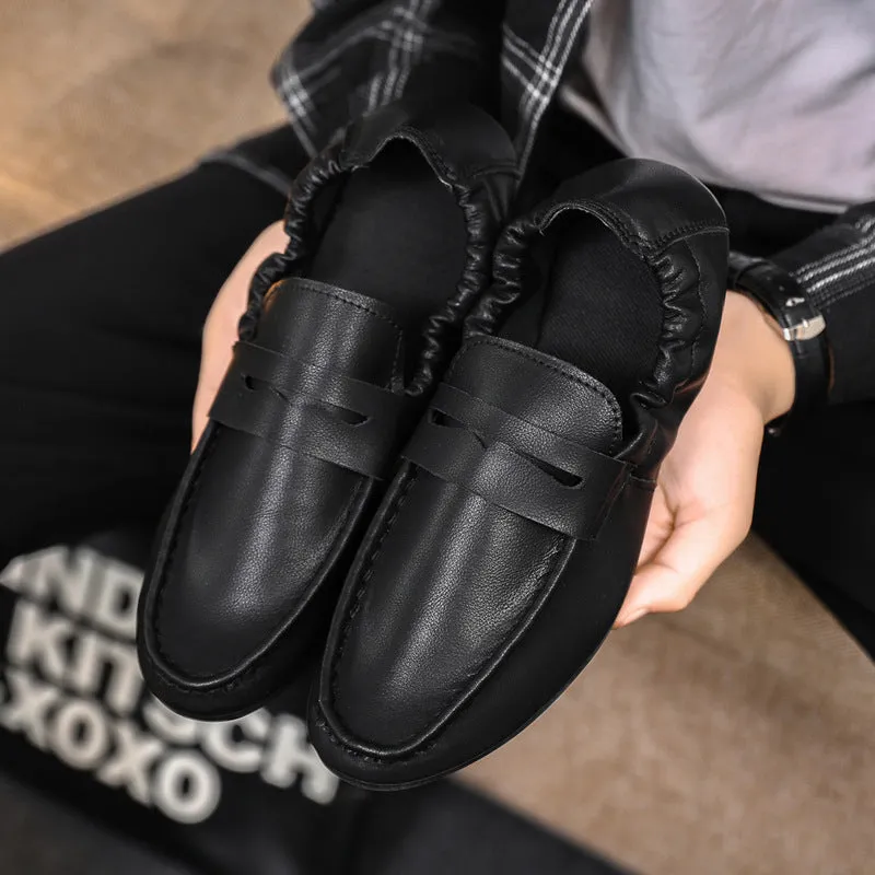 Spring and summer casual shoes trendy shoes men's foot set Doudou shoes men's lazy shoes foot set trend one foot pedal men's shoes leather shoes