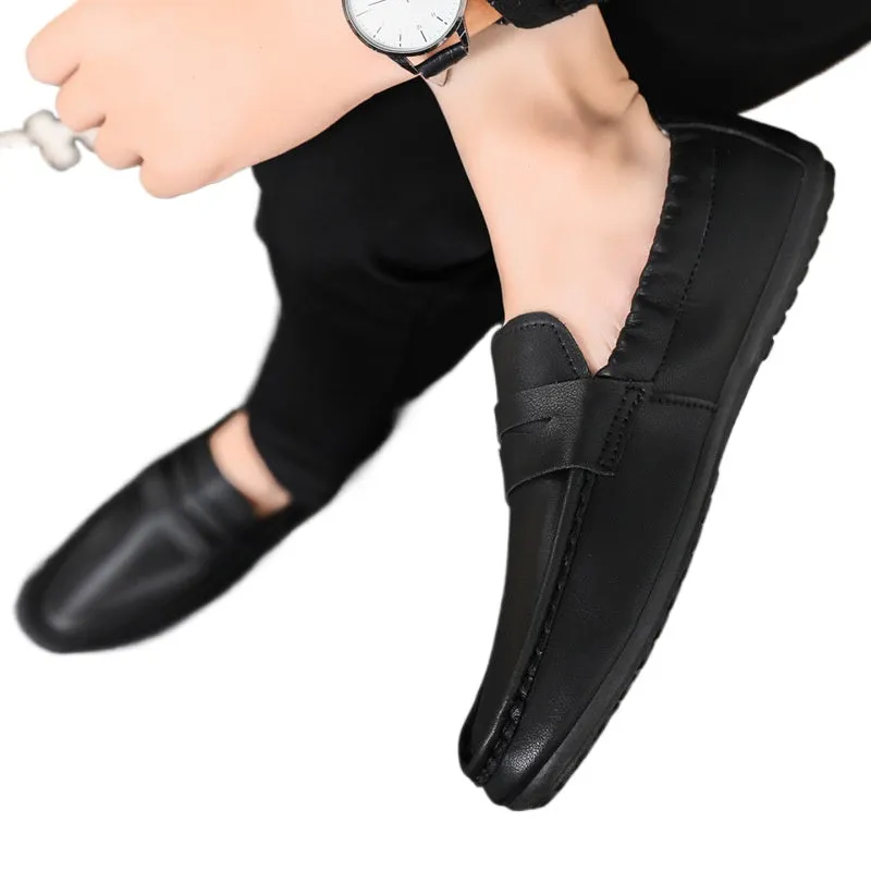 Spring and summer casual shoes trendy shoes men's foot set Doudou shoes men's lazy shoes foot set trend one foot pedal men's shoes leather shoes