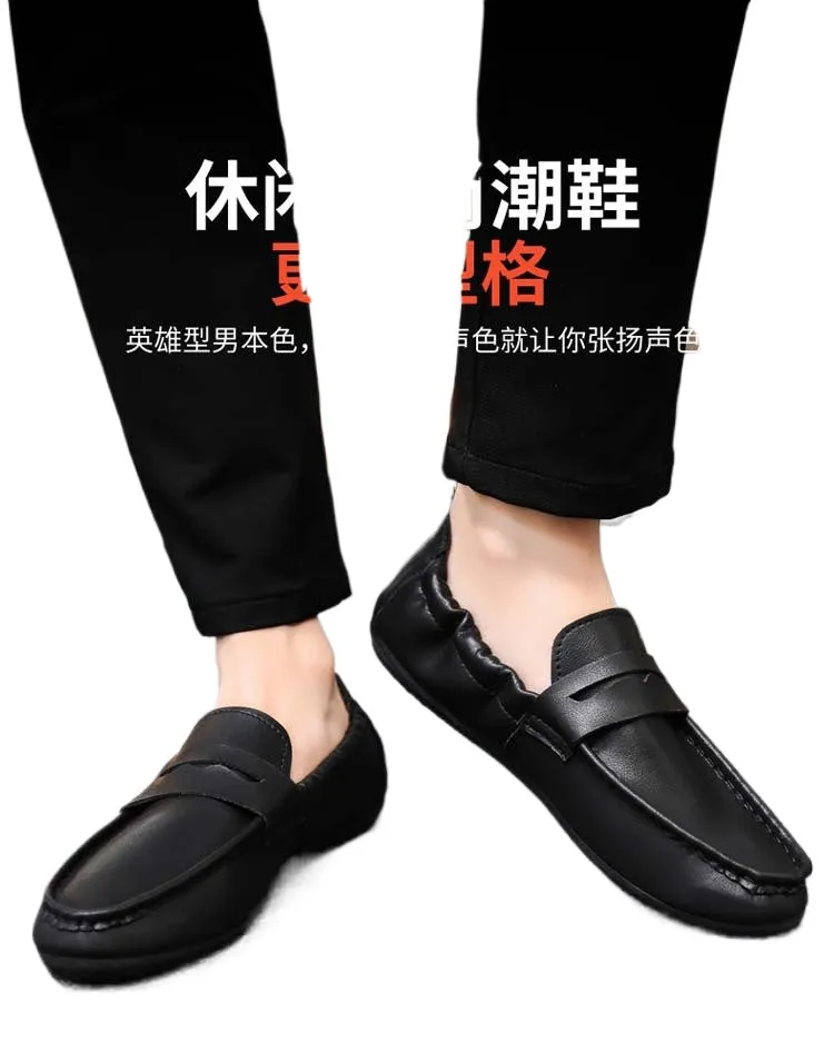 Spring and summer casual shoes trendy shoes men's foot set Doudou shoes men's lazy shoes foot set trend one foot pedal men's shoes leather shoes