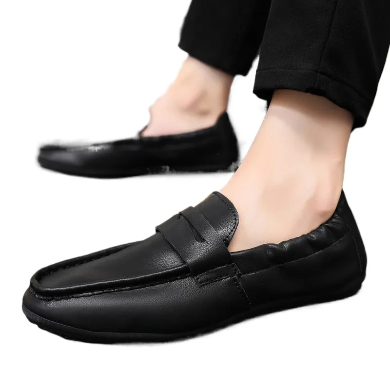 Spring and summer casual shoes trendy shoes men's foot set Doudou shoes men's lazy shoes foot set trend one foot pedal men's shoes leather shoes