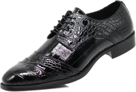 STW Men's Alligator Crocodile Print Oxfords Fashion Lace Up Dress Shoes