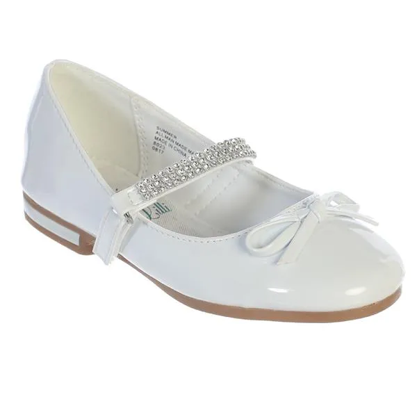 SUMMER White Patent Dress Shoes with Rhinestone Strap Junior Sizes 9 to 5