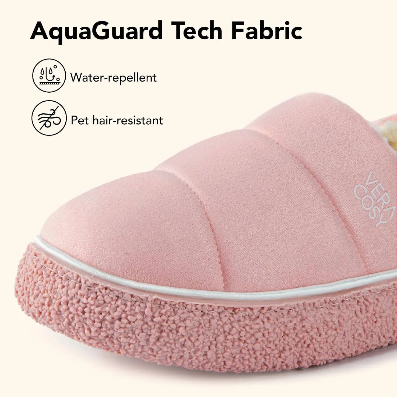 VeraCosy Women's Quilted Closed-back Slippers Technical Fabrics Warm Soft Comfy Non-slip Memory Foam Indoor House Shoes