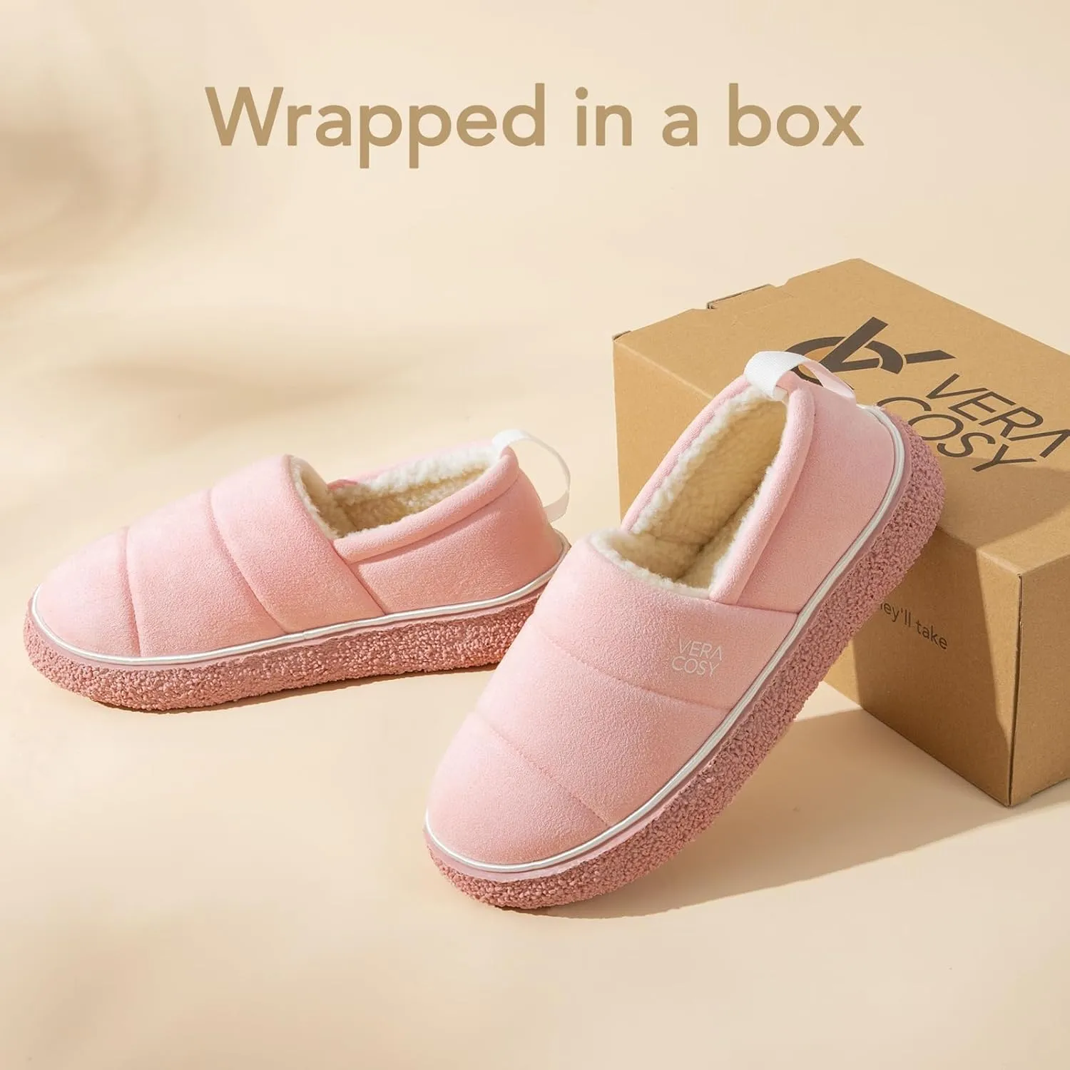 VeraCosy Women's Quilted Closed-back Slippers Technical Fabrics Warm Soft Comfy Non-slip Memory Foam Indoor House Shoes
