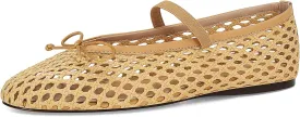 Woven Ballet Flats for Women Cute Raffia Mary Janes Bow Elastic Strap Summer Straw Comfortable Casual Dressy Shoes